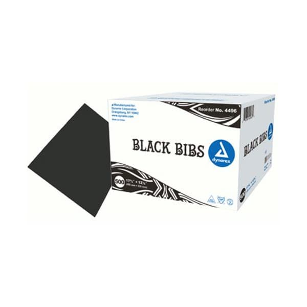 Dynarex 2-Ply Paper Dental Bib, Black, 17-3/4 x 12-7/8 Inch - Case of 500 - Image 1