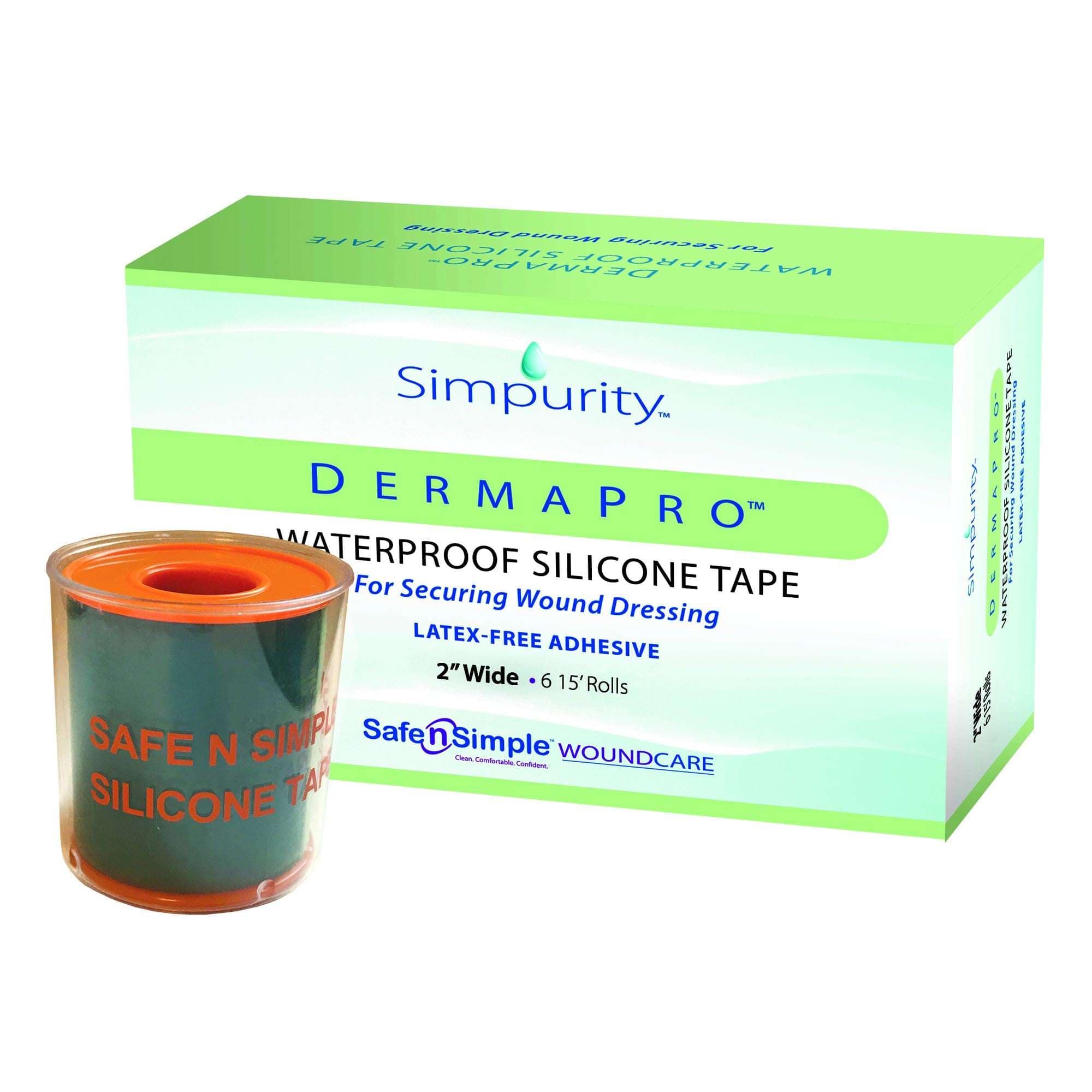 Simpurity DermaPro Waterproof Silicone Tape, 1 Inch x 15 Foot - Each - Image 1