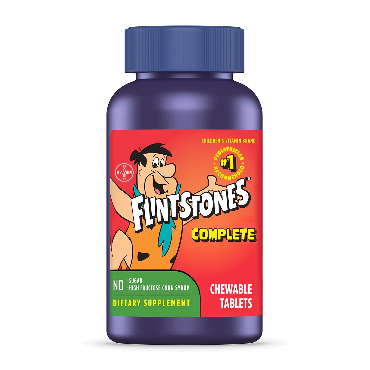 Flintstones Complete Children's Dietary Supplement Tablets, Assorted Fruit Flavors - Bottle of 90 - Image 1