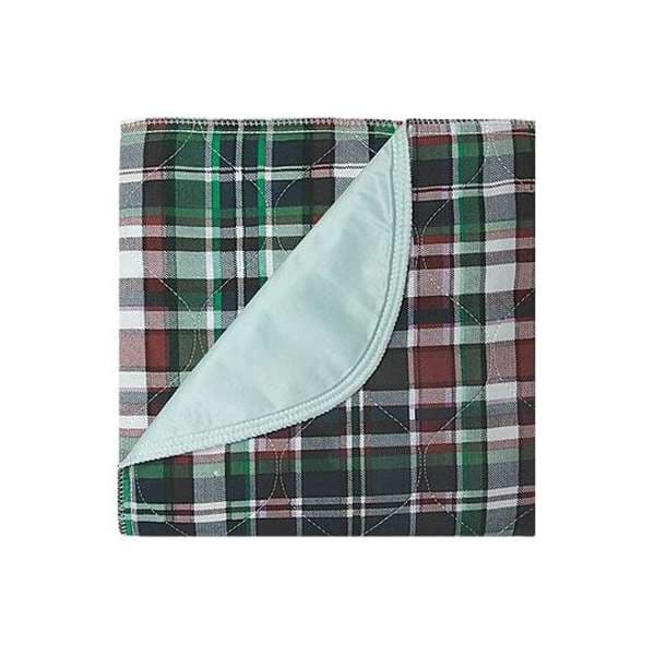 Beck's Classic Heavyweight Reusable Underpad, Blue-Green Plaid Topsheet, 34 x 36 Inch - Case of 24 - Image 1
