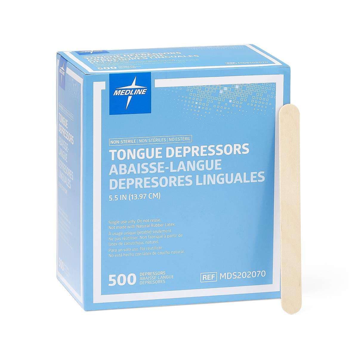 Medline Nonsterile Tongue Depressors, 5.5 Inch - Case of 5000 - Image 1