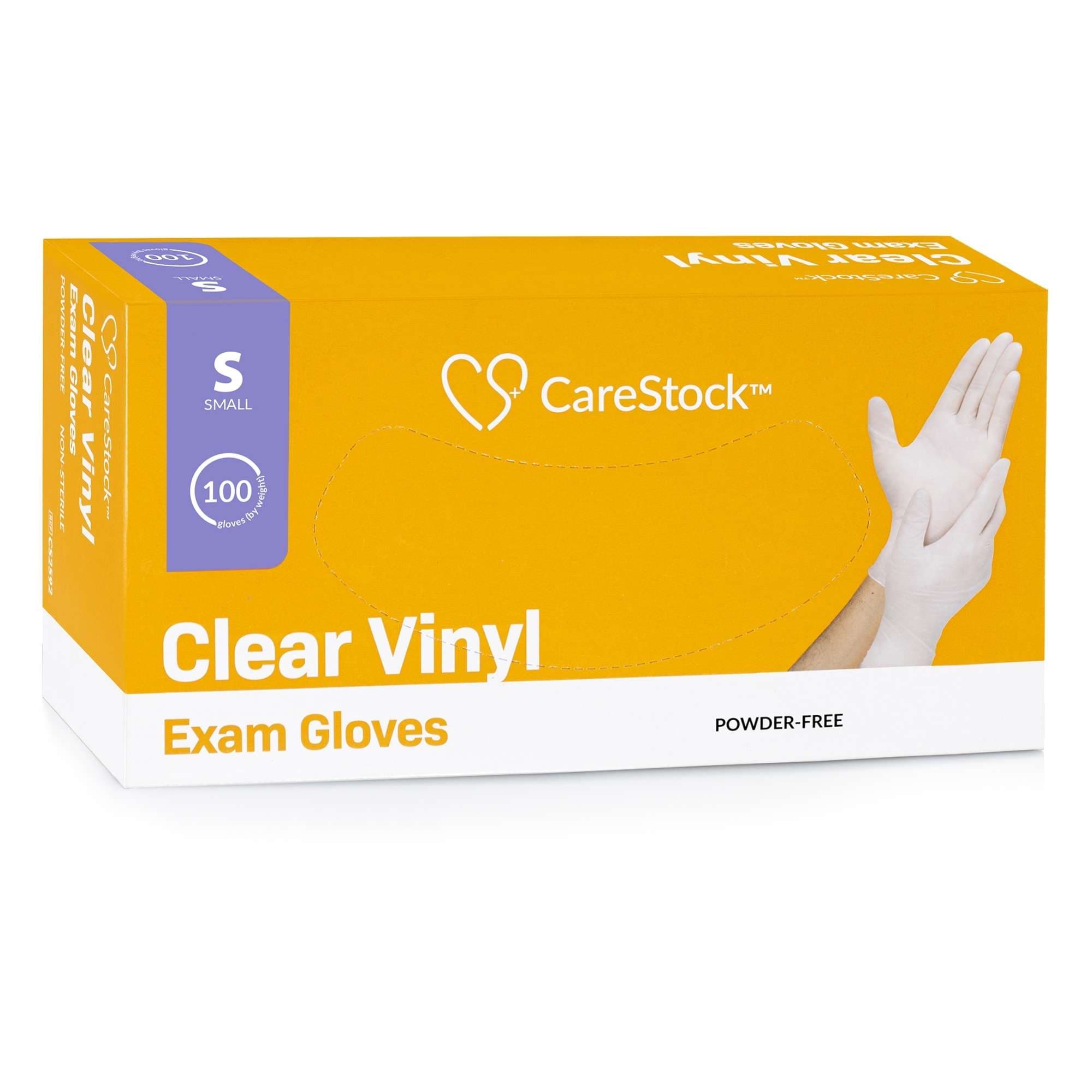CareStock Clear Vinyl Exam Gloves, Small - Box of 100 - Image 1