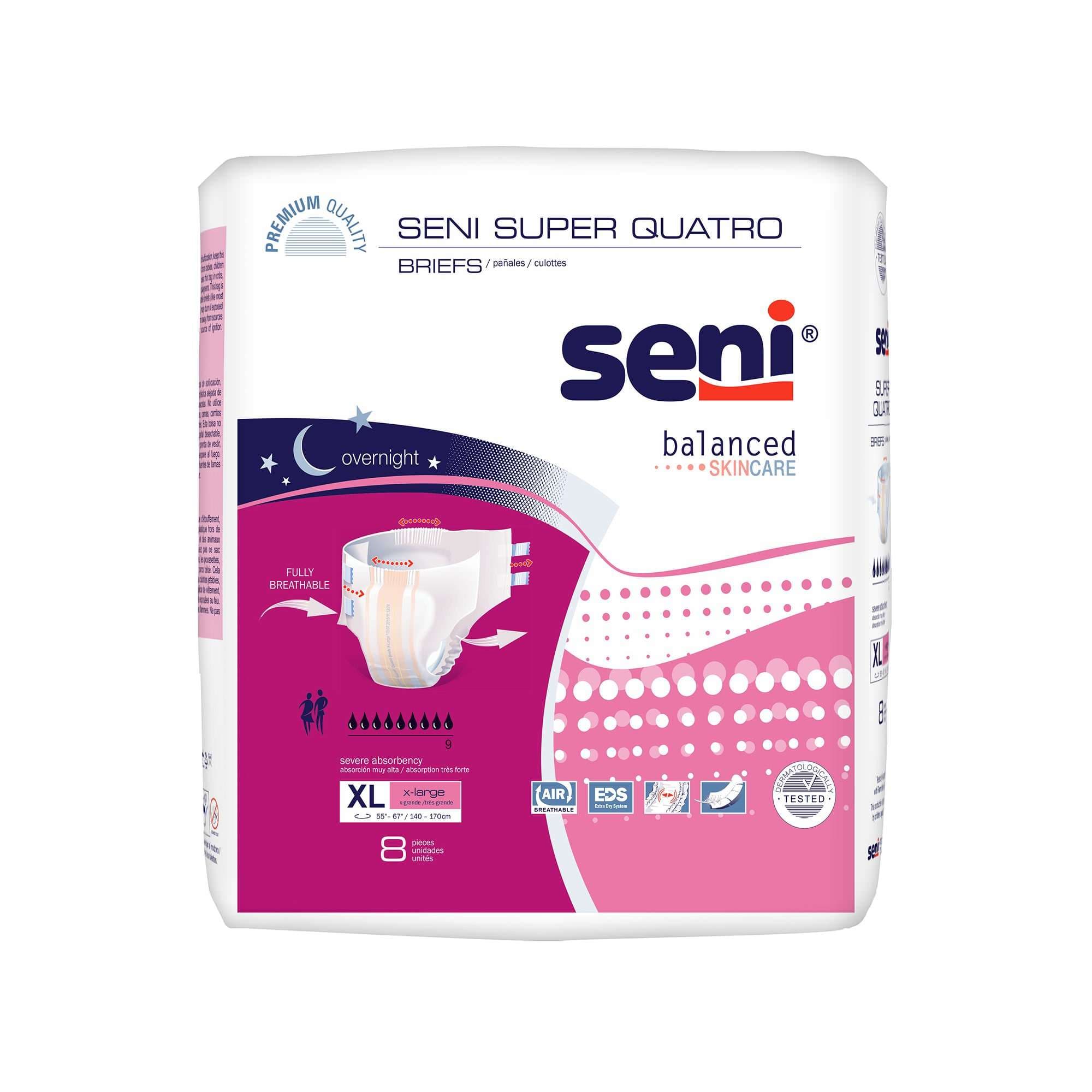 Seni Super Quatro Brief, Extra Large - Package of 8 - Image 1