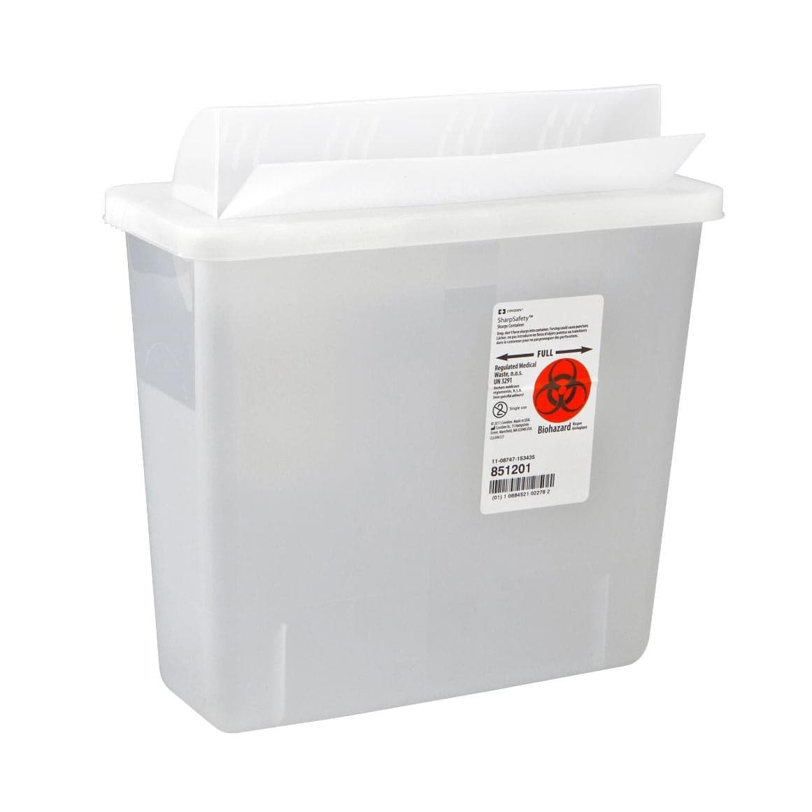 Monoject Always Open In-Room Sharps Container, 3 Gallon, Transparent Red - Each - Image 1