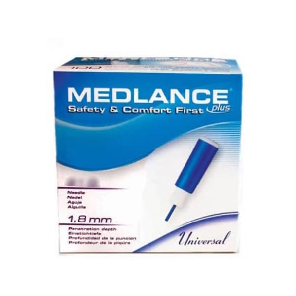 Medlance Safety Lancet, 1.8 mm Depth, Blue, 21 Gauge - Box of 200 - Image 1