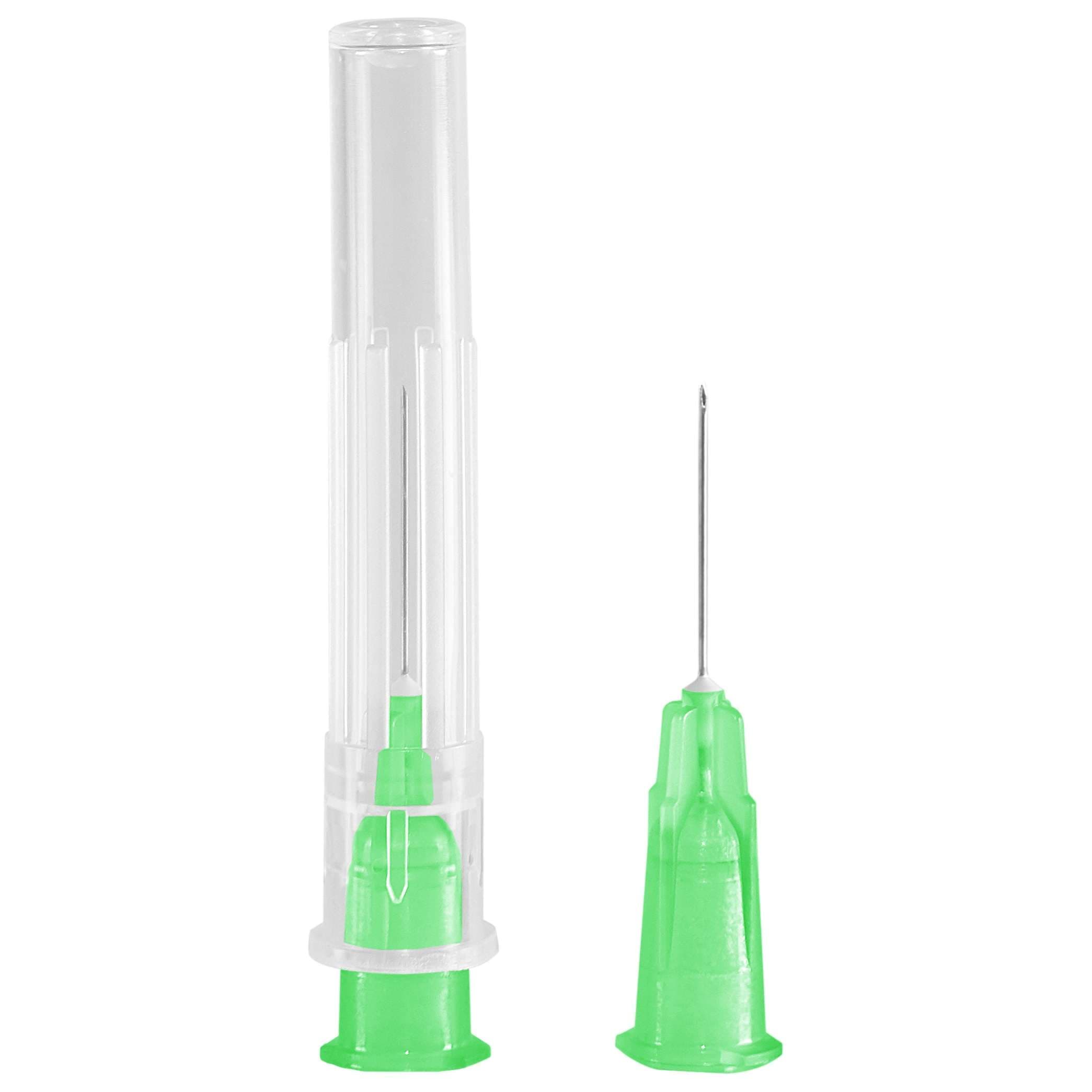 Flomax Standard Hypodermic Needle, Translucent Green, 21 Gauge, 1 Inch Length - Box of 100 - Image 1