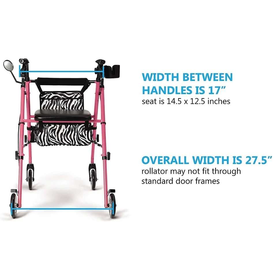 Medline Posh Pink Zebra Rollator - Image 2