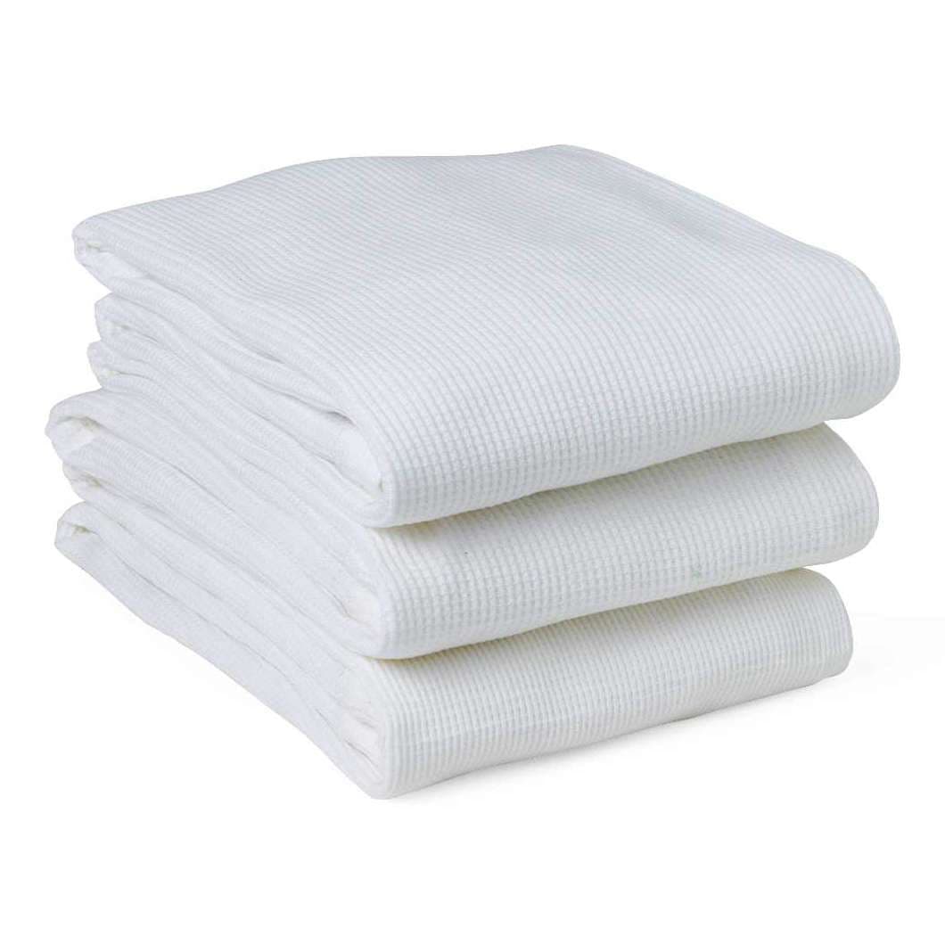 Medline Thermal-Knit Waffle Weave 100% Heavy-Weight Cotton Baby Blanket, White, 30" x 40" - Each - Image 1