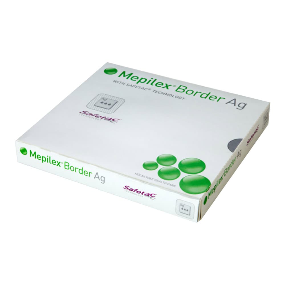 Mepilex Border Ag Antimicrobial Foam Dressing, 4 x 4 Inch - Case of 50 - Image 1