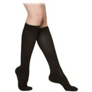 Sigvaris Motion Cushioned Cotton Calf High Compression Socks 20-30 mmHg Women, Medium-Long, Black - Pair - Image 1