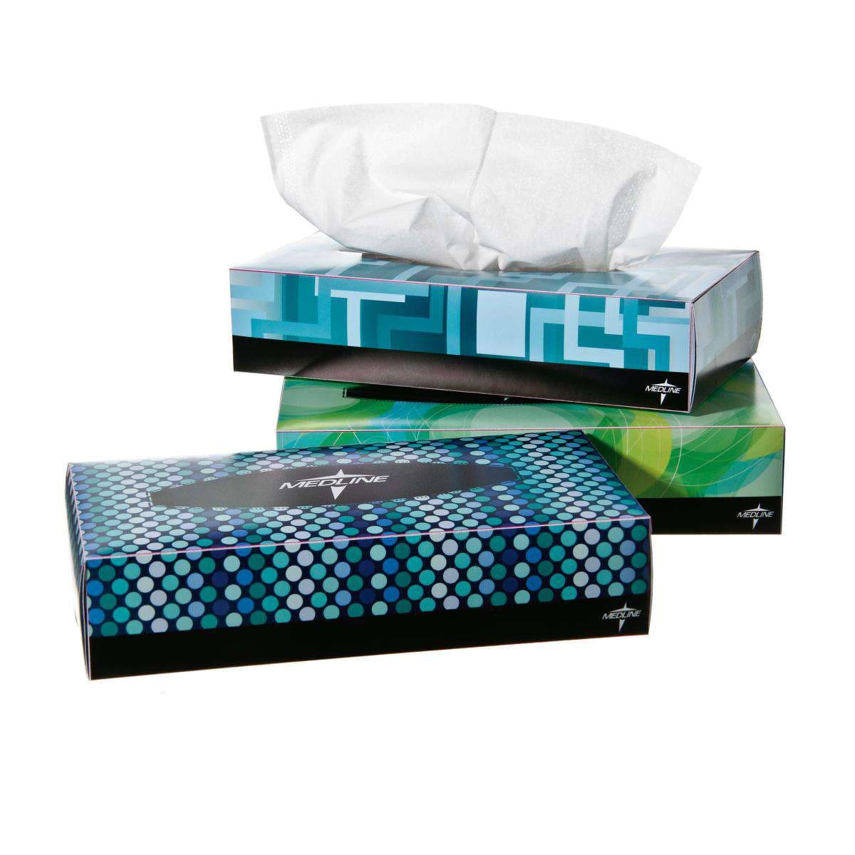 Medline Premium Paper Facial Tissue, 2-Ply, 8" x 8.3", Flat Box - Box of 100 - Image 1