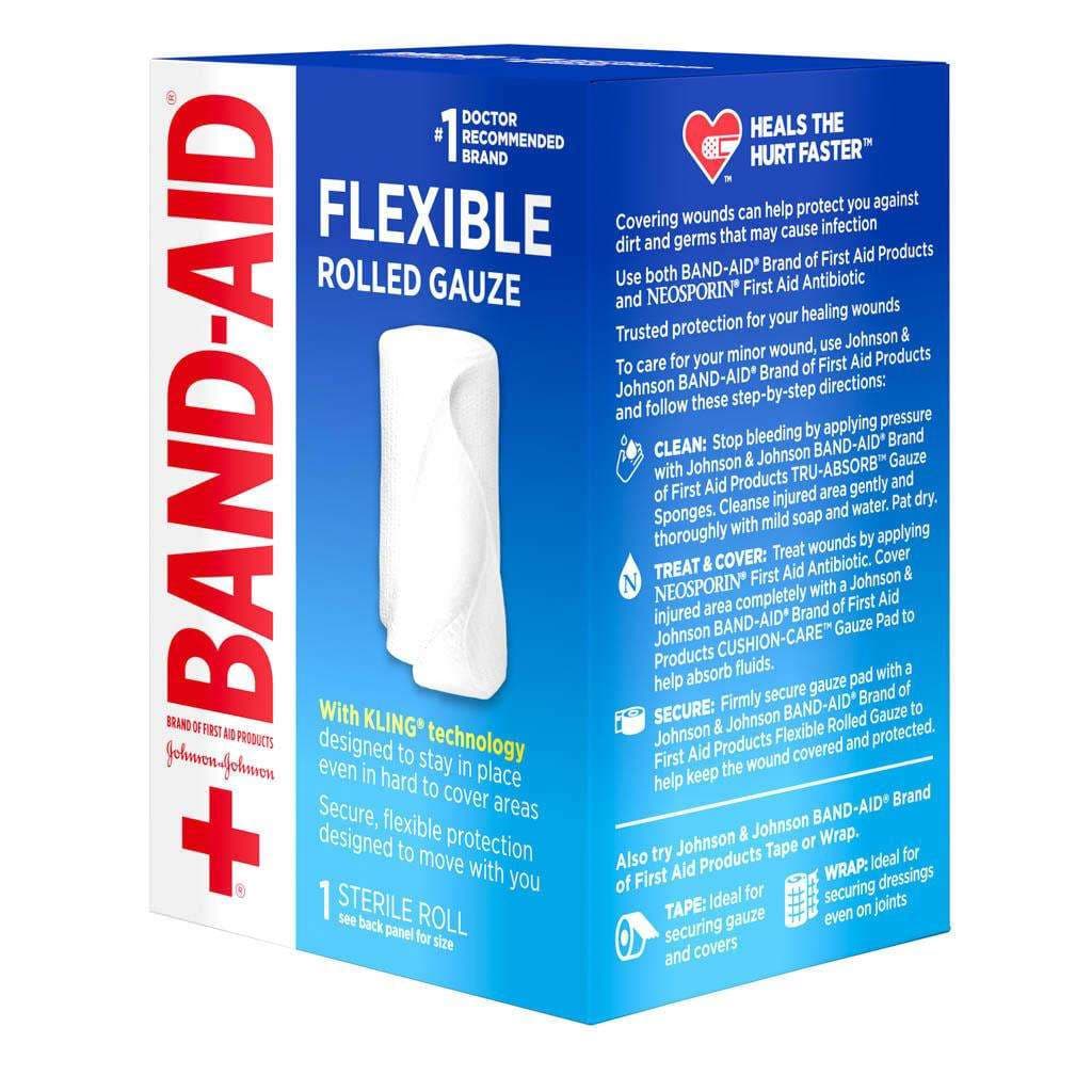 Band-Aid First Aid Rolled Gauze, 4 Inch x 2-1/2 yards - Each - Image 1