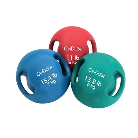 CanDo Molded Dual Handle Medicine Ball, 17.6 Lbs, Black - Image 1