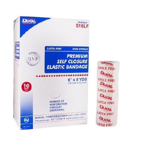 Dukal Elastic Bandage, 6 Inch x 5 Yard, High Compression, Tan - Box of 10 - Image 1