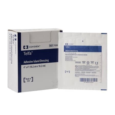 Telfa Adhesive Island Dressing, 4 x 4 Inch - Case of 200 - Image 1