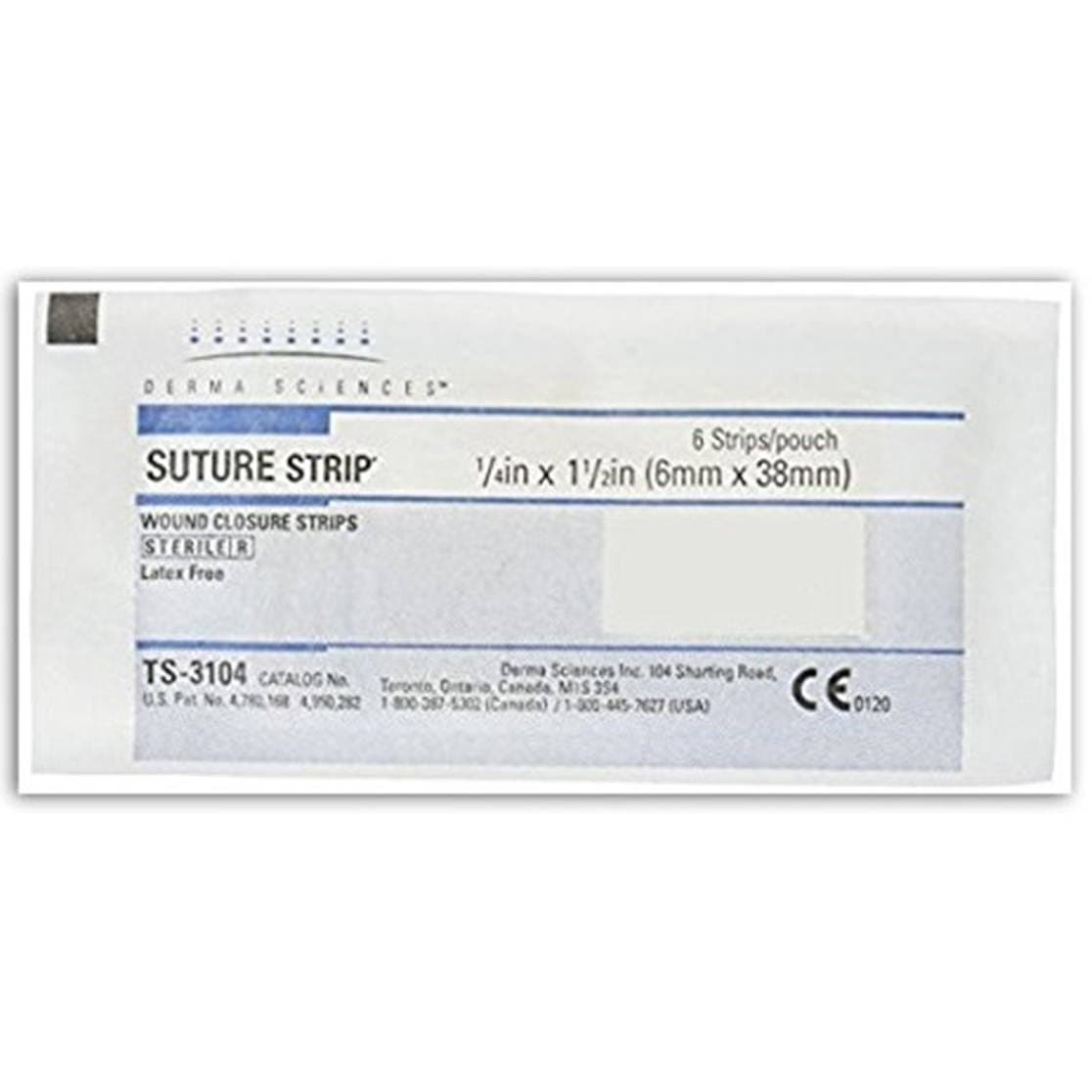 Derma Sciences Wound Closure Suture Strip, 1/4 x 1-1/2 Inch - Case of 200 - Image 1