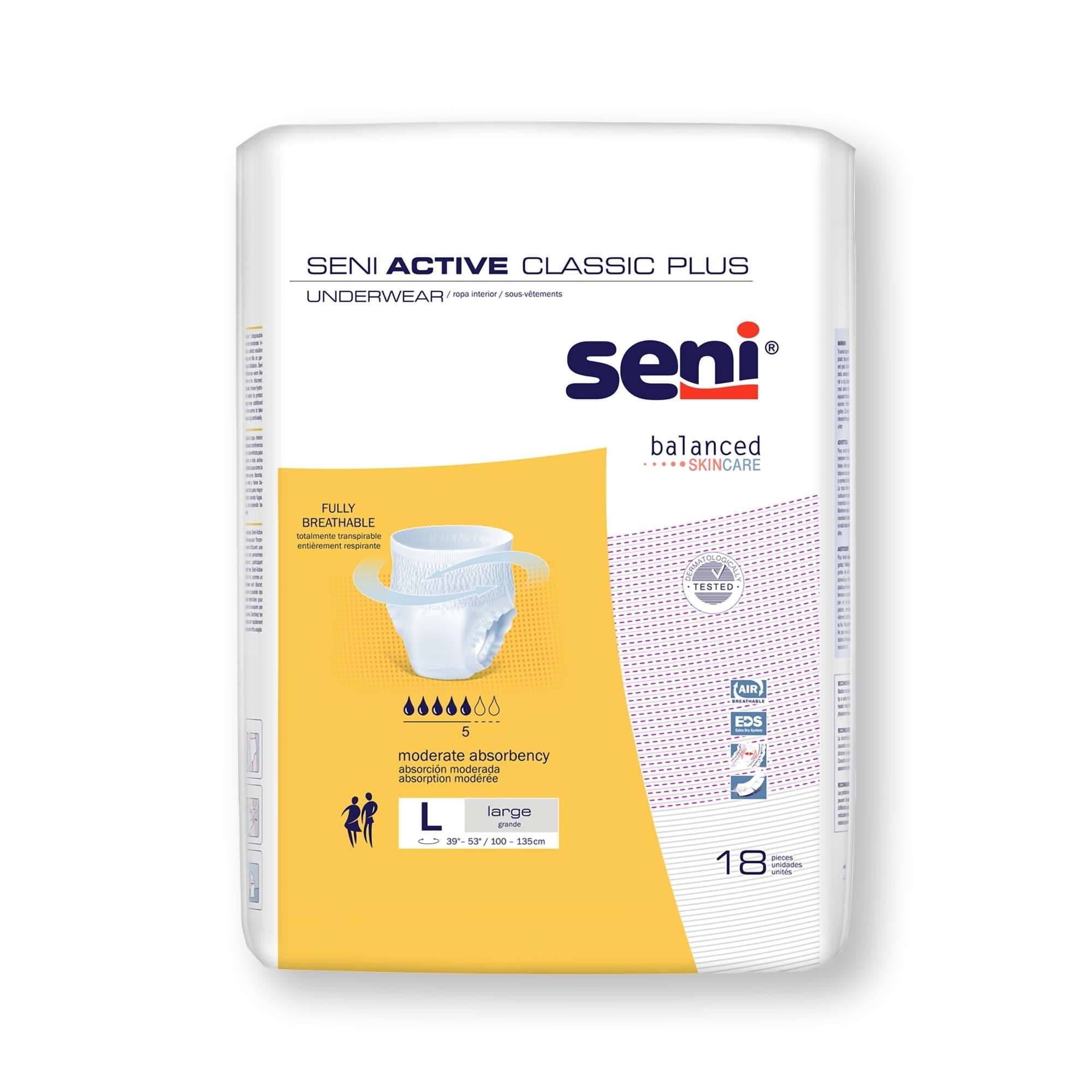 Seni Active Classic Plus Pull On Underwear, Large - Case of 72 - Image 1