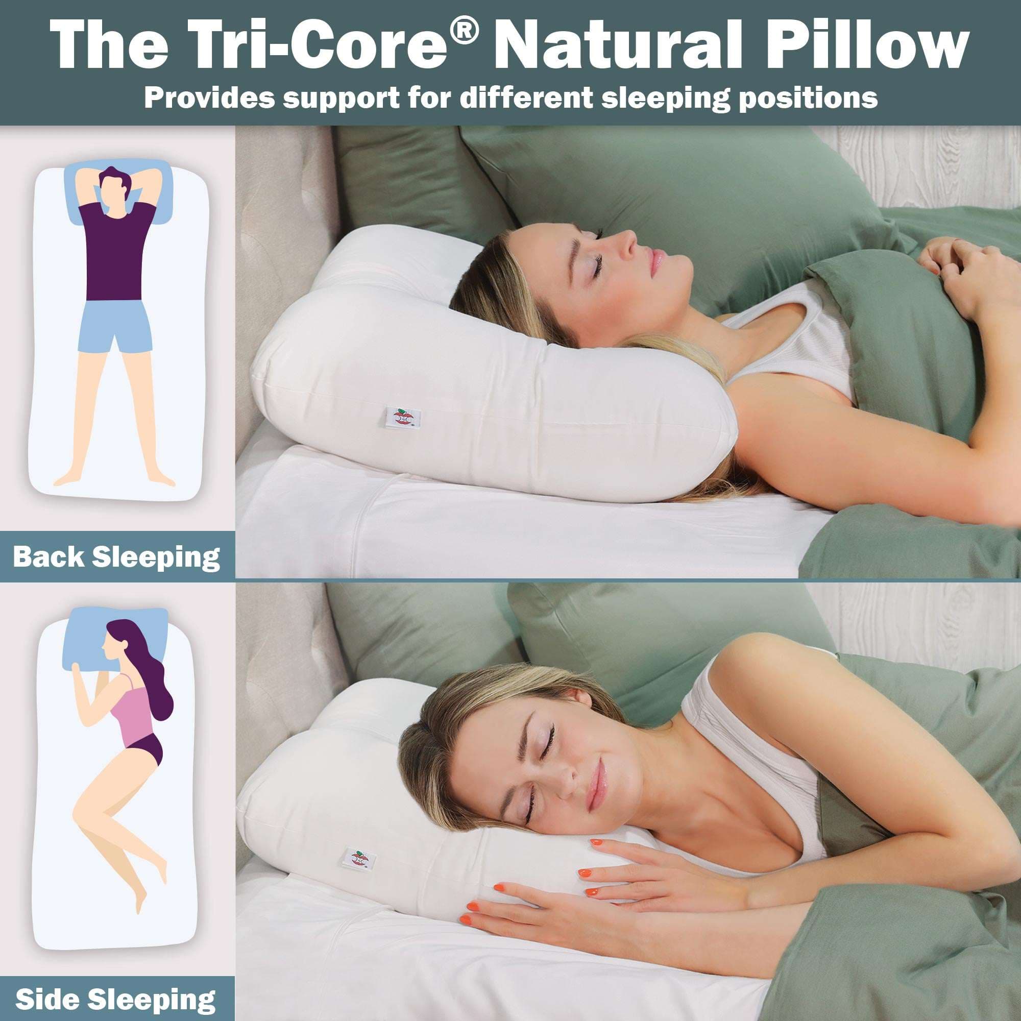 Tri-Core Natural Cervical Support Pillow with Premium Organic Cotton Shell - Image 4
