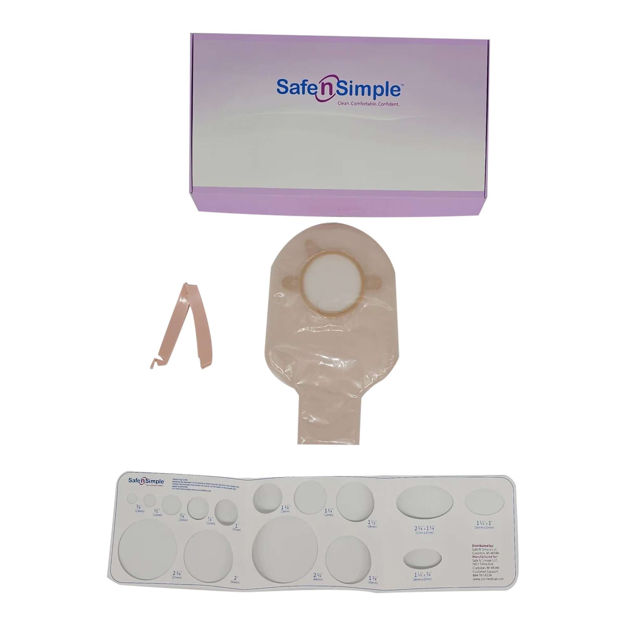 Safe N Simple Opaque Two-Piece System Ostomy Pouch, 2-1/4 Inch Flange - Case of 80 - Image 1