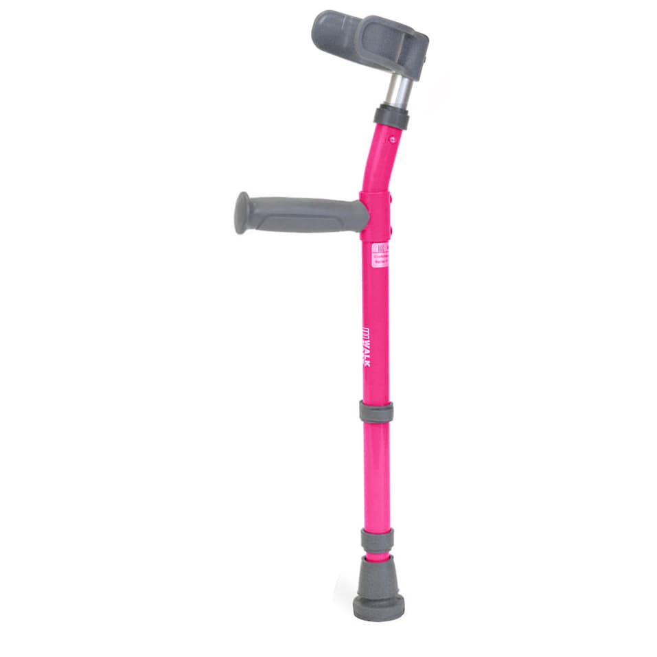 Walk Easy toddler forearm crutches with half cuff (Pair) - Neon pink - Image 1