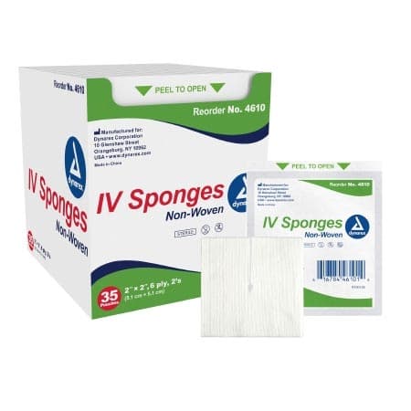 Dynarex 6 Ply Sterile IV Sponges, 2" x 2" - Box of 70 - Image 1