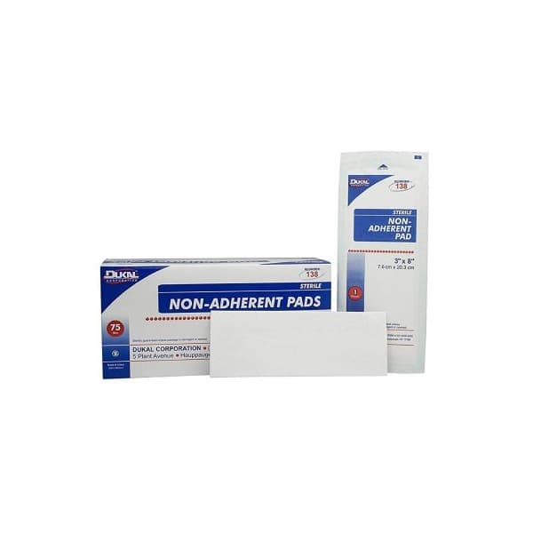Dukal Non-Adherent Dressing White Rectangle, 3 x 8 Inch - Box of 75 - Image 1