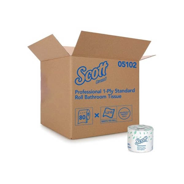 Scott Essential Toilet Tissue White 1-Ply Standard Size Cored Roll - Each - Image 1
