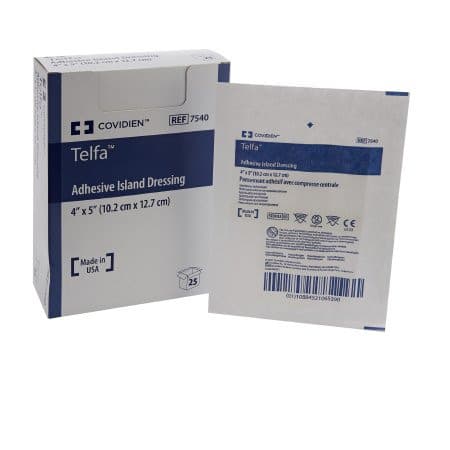 Telfa Adhesive Island Dressing, 4 x 5 Inch - Carton of 25 - Image 1