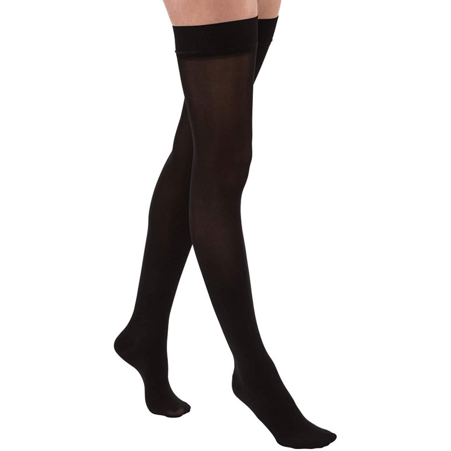 Jobst Relief Thigh High Closed Toe Compression Stocking, 30-40 mmHg, XLarge-Petite, Black - Pair - Image 1