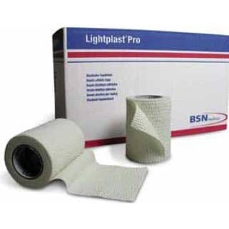Lightplast Pro Standard Compression Elastic Adhesive Bandage, 1 Inch x 5 Yards, White - Case of 48 - Image 1