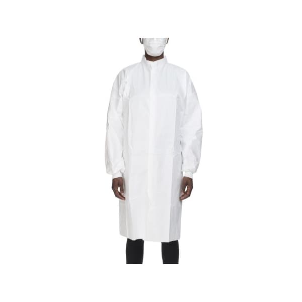 Contec CritiGear Cleanroom Lab Coat, White, Large - Case of 30 - Image 1