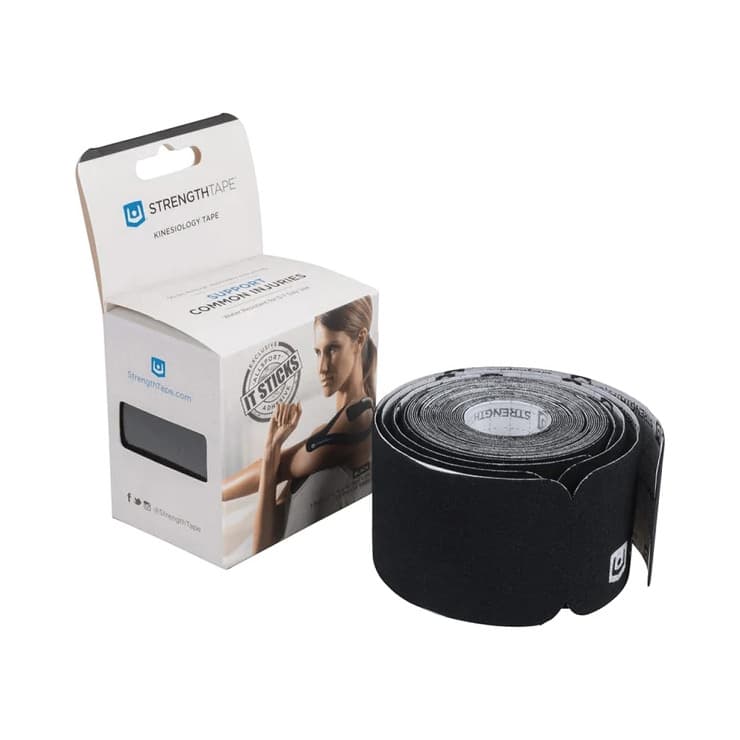 StrengthTape Kinesiology Tape, 5M Precut Roll, Black - Image 1