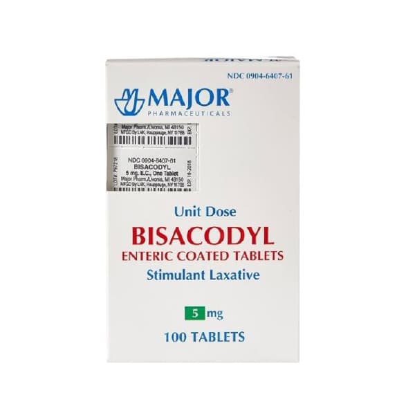 Major Bisacodyl Laxative Tablet, 5 mg - Box of 100 - Image 1