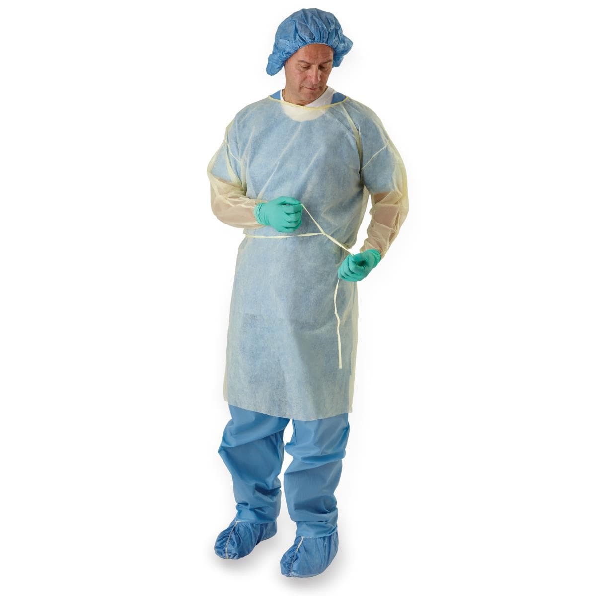 Medline Classic Cover Lightweight Spunbond Polypropylene Gowns, Yellow, Regular-Large - Case of 50 - Image 1