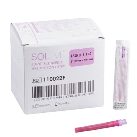 SOL-M Filter Needle Without Syringe, 18 Gauge - Box of 100 - Image 1