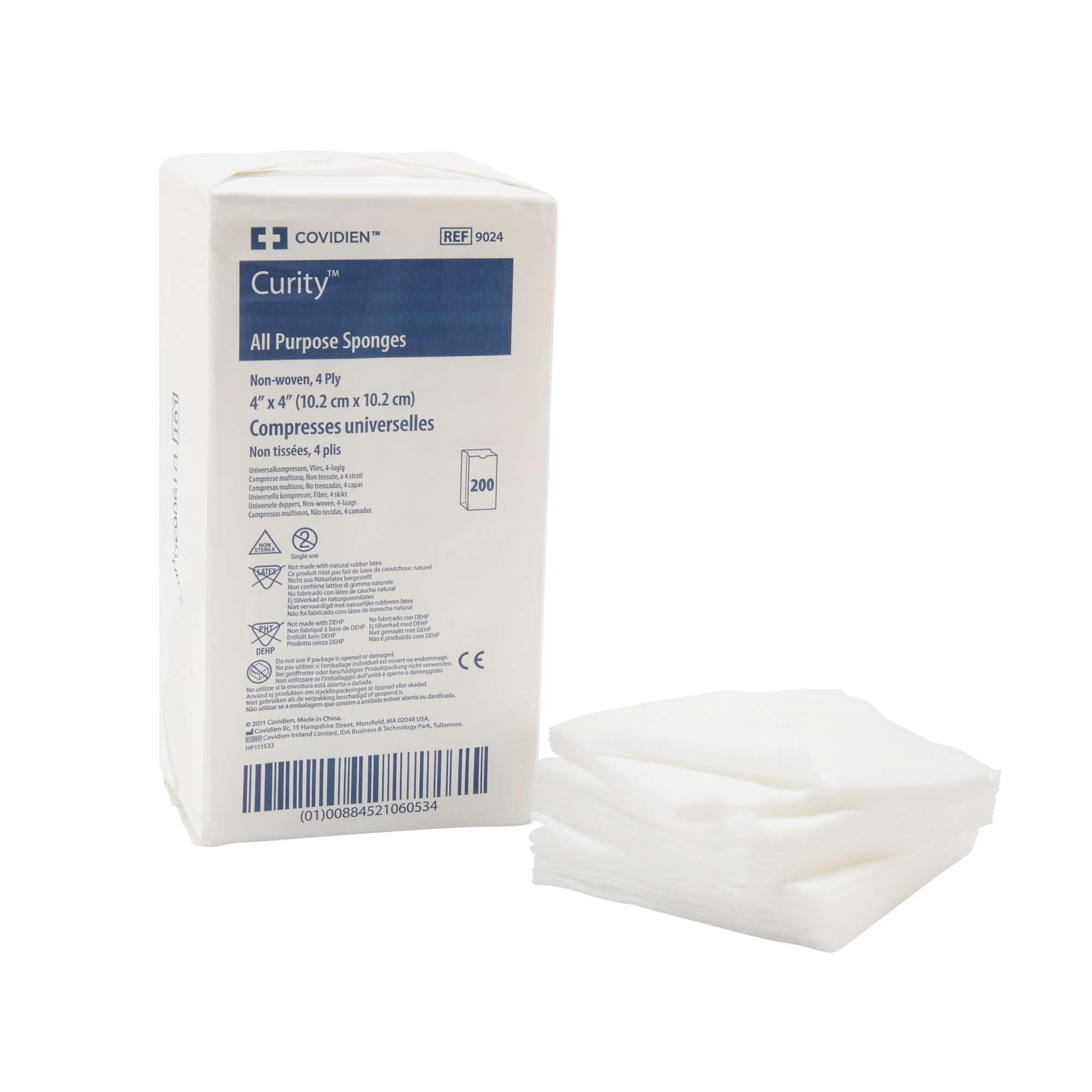 Curity All Purpose Non-woven Sponges, 4 Ply, 4 x 4 Inch - Bag of 200 - Image 1