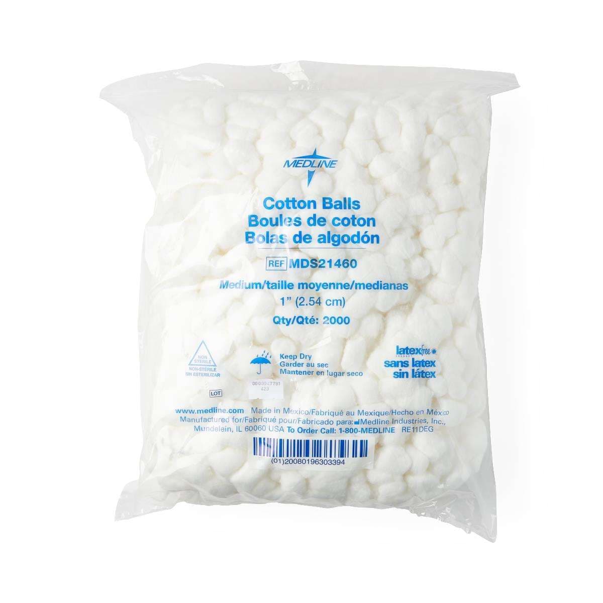 Medline Cotton Ball White NonSterile, Large - Bag of 1000 - Image 1