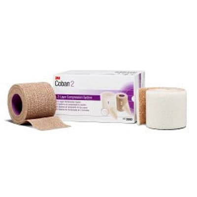 3M Coban 2 Layer Compression Bandage, 2" x 1-3/10 Yard, 2" x 3 Yard - Case of 8 - Image 1