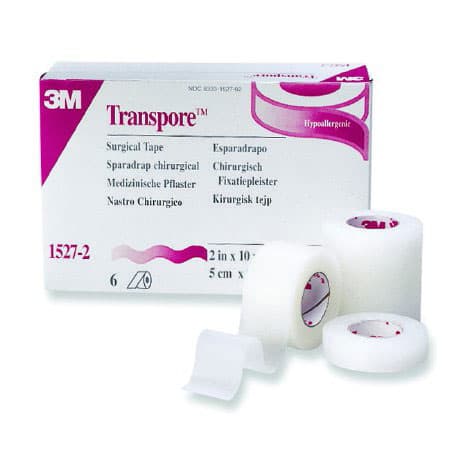 3M Transpore Waterproof Surgical Plastic Tape, 1 Inch x 1-1/2 Yard - Box of 100 - Image 1