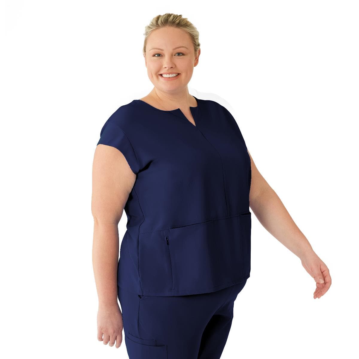 Medline Nolita AVE Women's Scrub Tunic Tops with Notch Collar, Navy Blue, Extra Large - Image 1