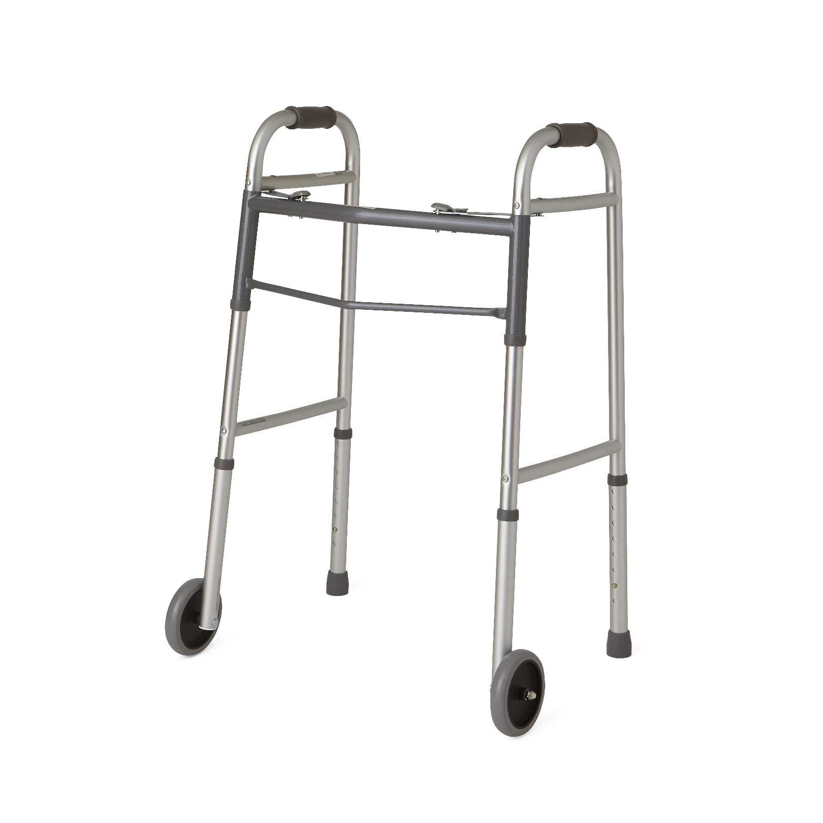 Medline Guardian Easy Care Adult Folding Walker with 5 Inch Fixed Wheels - Each - Image 1