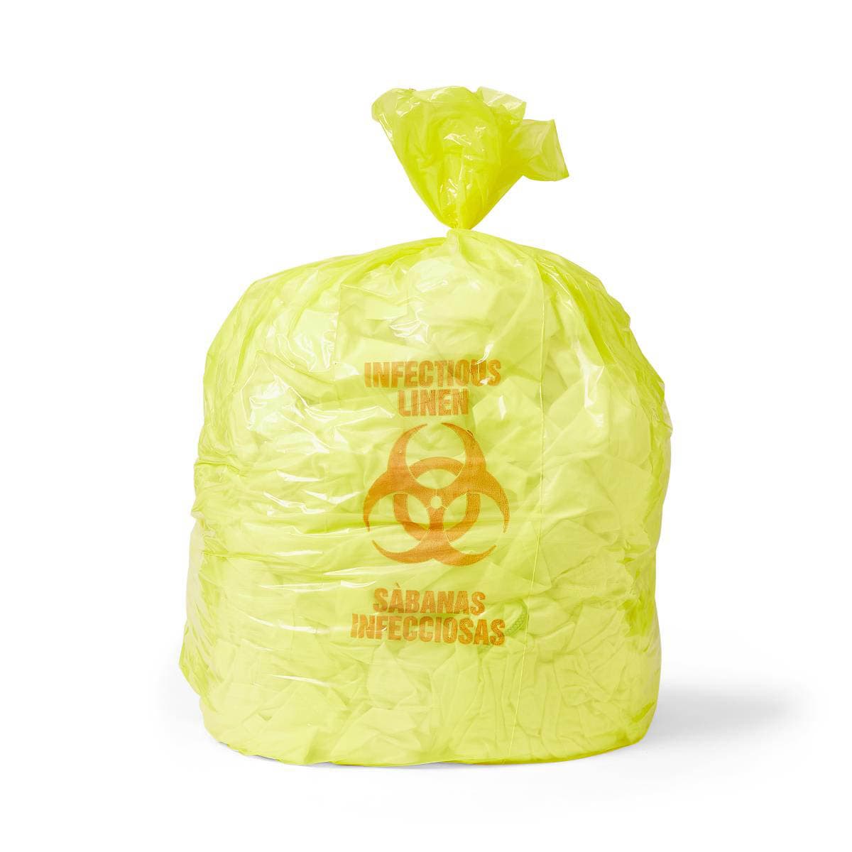 Medline Infectious Linen Liner, Yellow, 31" x 43", 1.2 Mil - Case of 100 - Image 1
