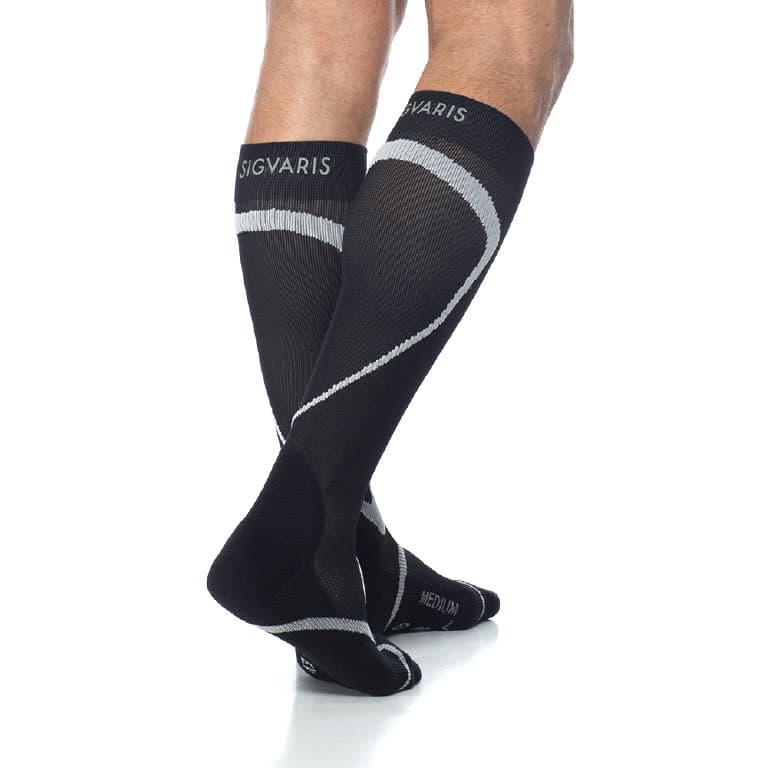 Sigvaris Motion High-Tech Unisex Calf High Compression Socks 20-30 mmHg, Small-Long, Black - Pair - Image 1