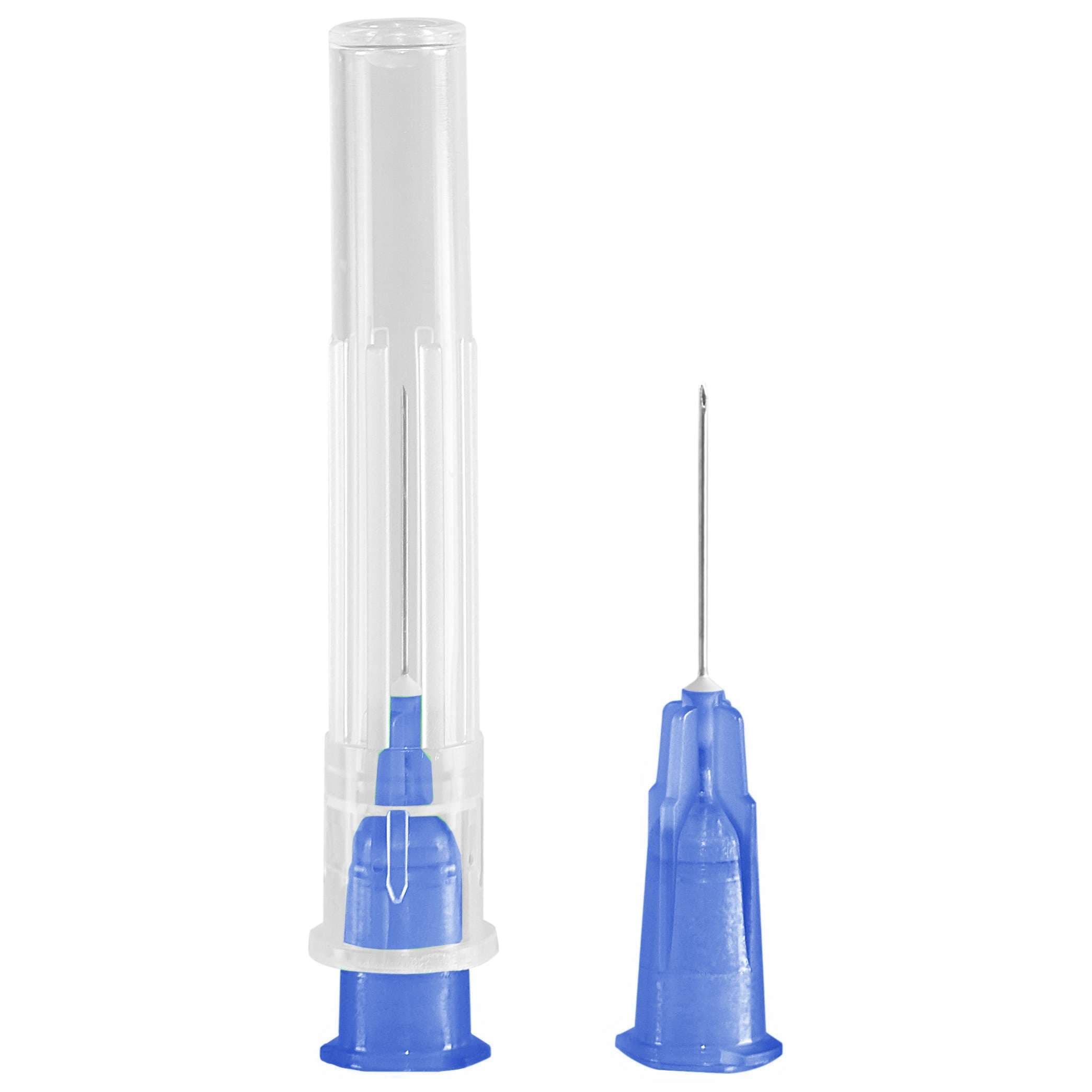 Flomax Standard Hypodermic Needle, Translucent Blue, 25 Gauge, 5/8 Inch Length - Box of 100 - Image 1