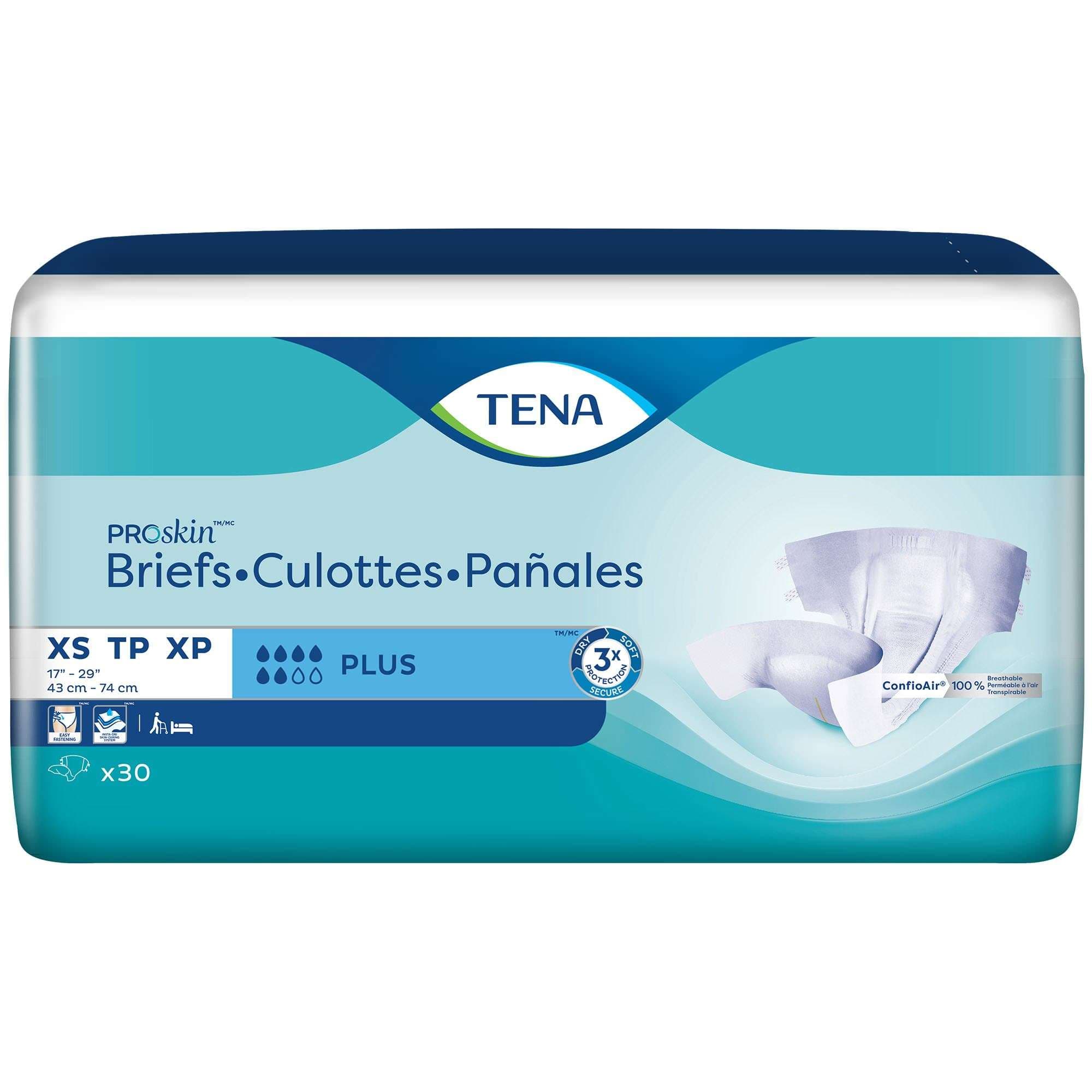 TENA ProSkin Plus Extra Small Incontinence Briefs - Package of 30 - Image 1