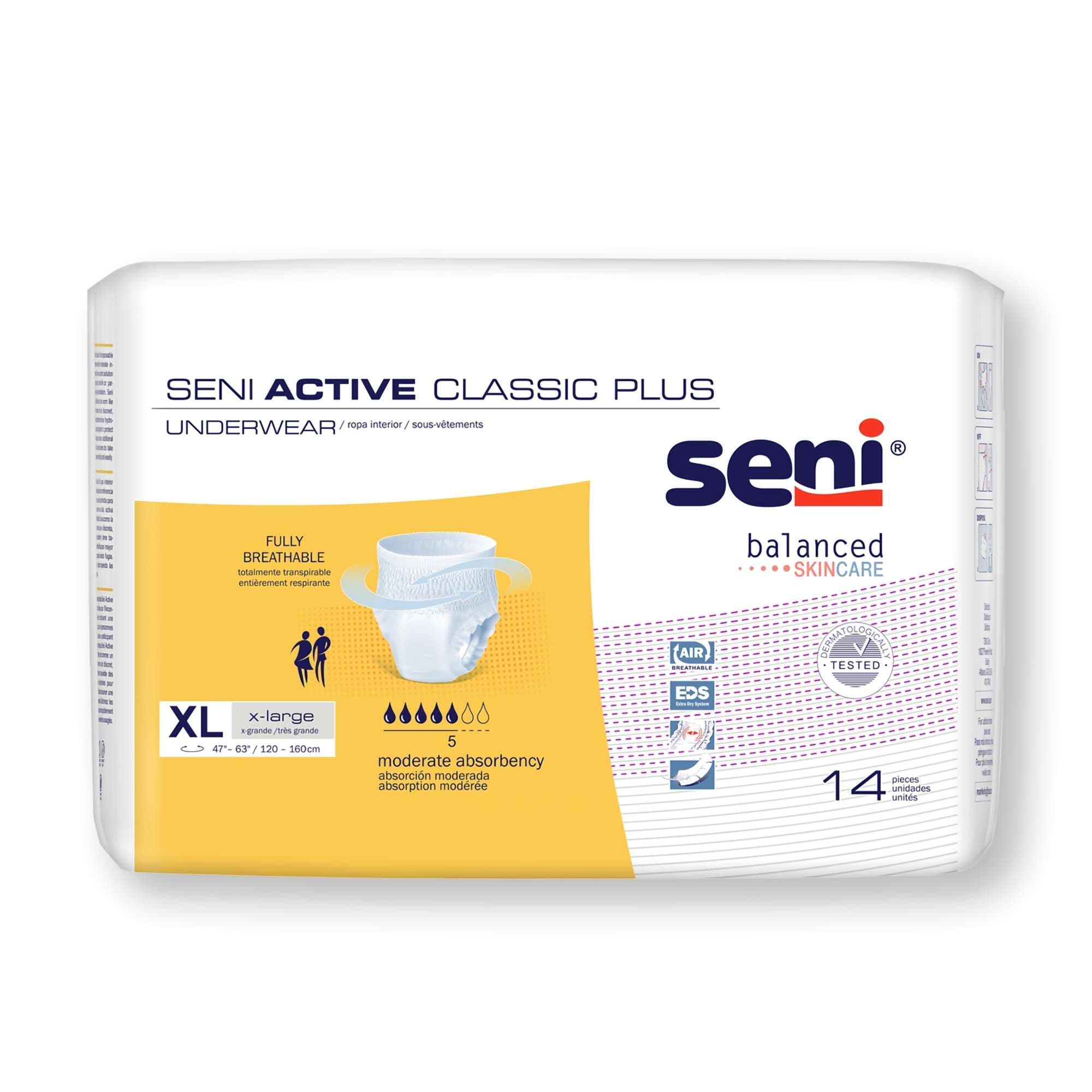 Seni Active Classic Plus Pull On Underwear, Extra Large - Package of 14 - Image 1