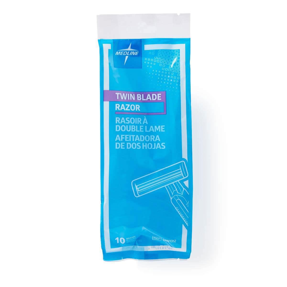 Medline Disposable Facial Razors with Twin Blades - Bag of 10 - Image 1
