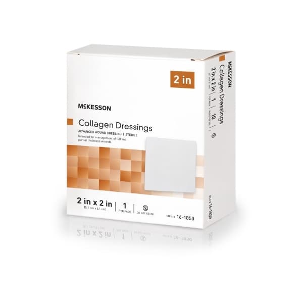 McKesson Collagen Dressing White Square Sterile, 2 x 2 Inch - Box of 10 - Image 1