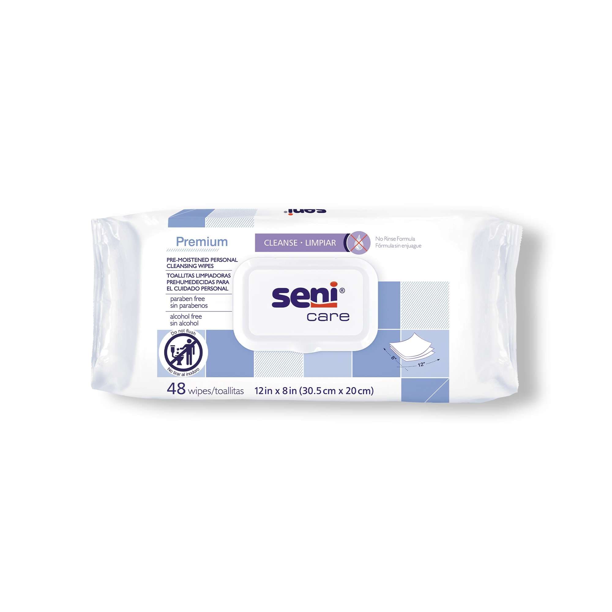 Seni Care Premium Personal Cleansing Wipes - Case of 576 - Image 1