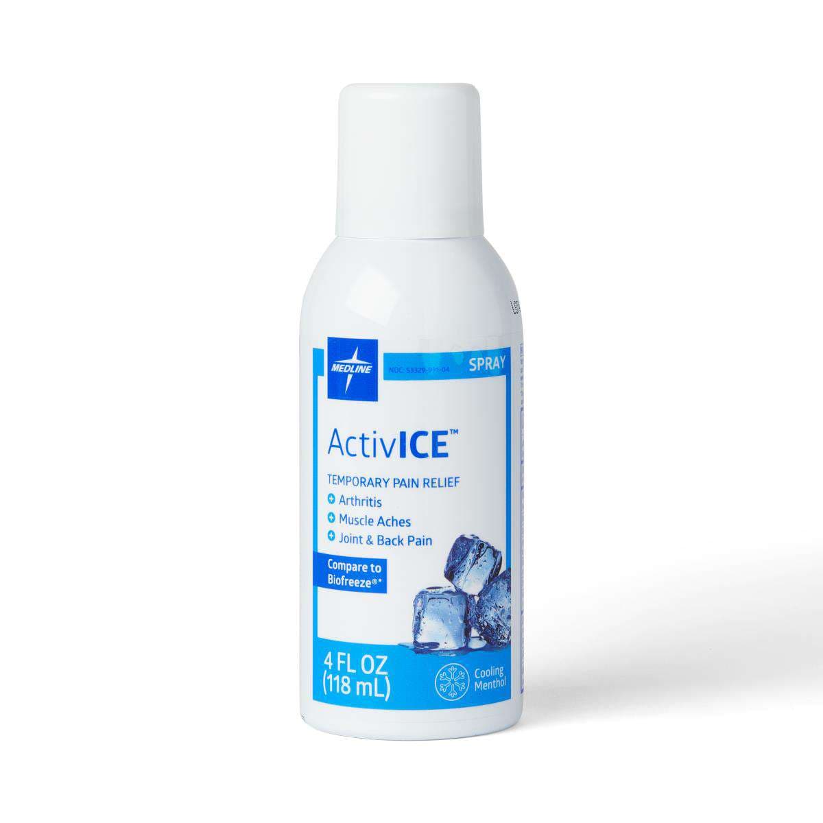 Medline ActivICE Topical Pain Reliever, 4 oz. Spray - Case of 24 - Image 1